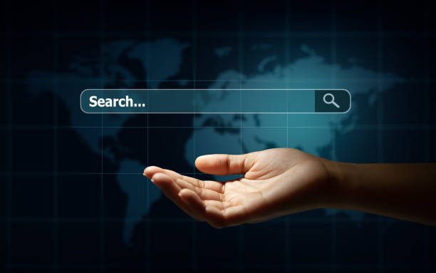 Man hand holding search box