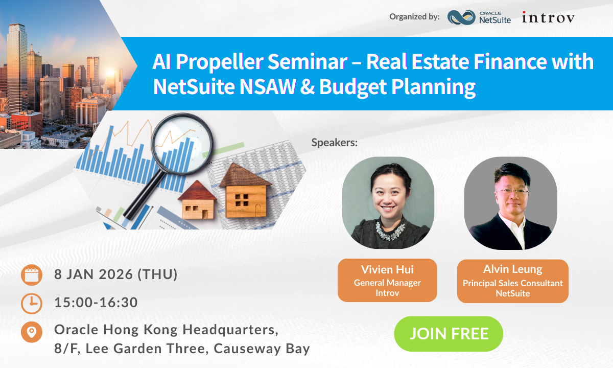 AI Propeller Seminar – Real Estate Finance wth NetSuite NSAW & Budget Planning (8 Jan 2026)