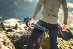 Adaptable carbon tripod is designed to hang out wherever needed