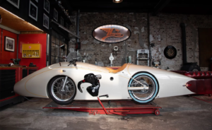 Guess which bike hides beneath this 3.9-meter-long art deco streamliner